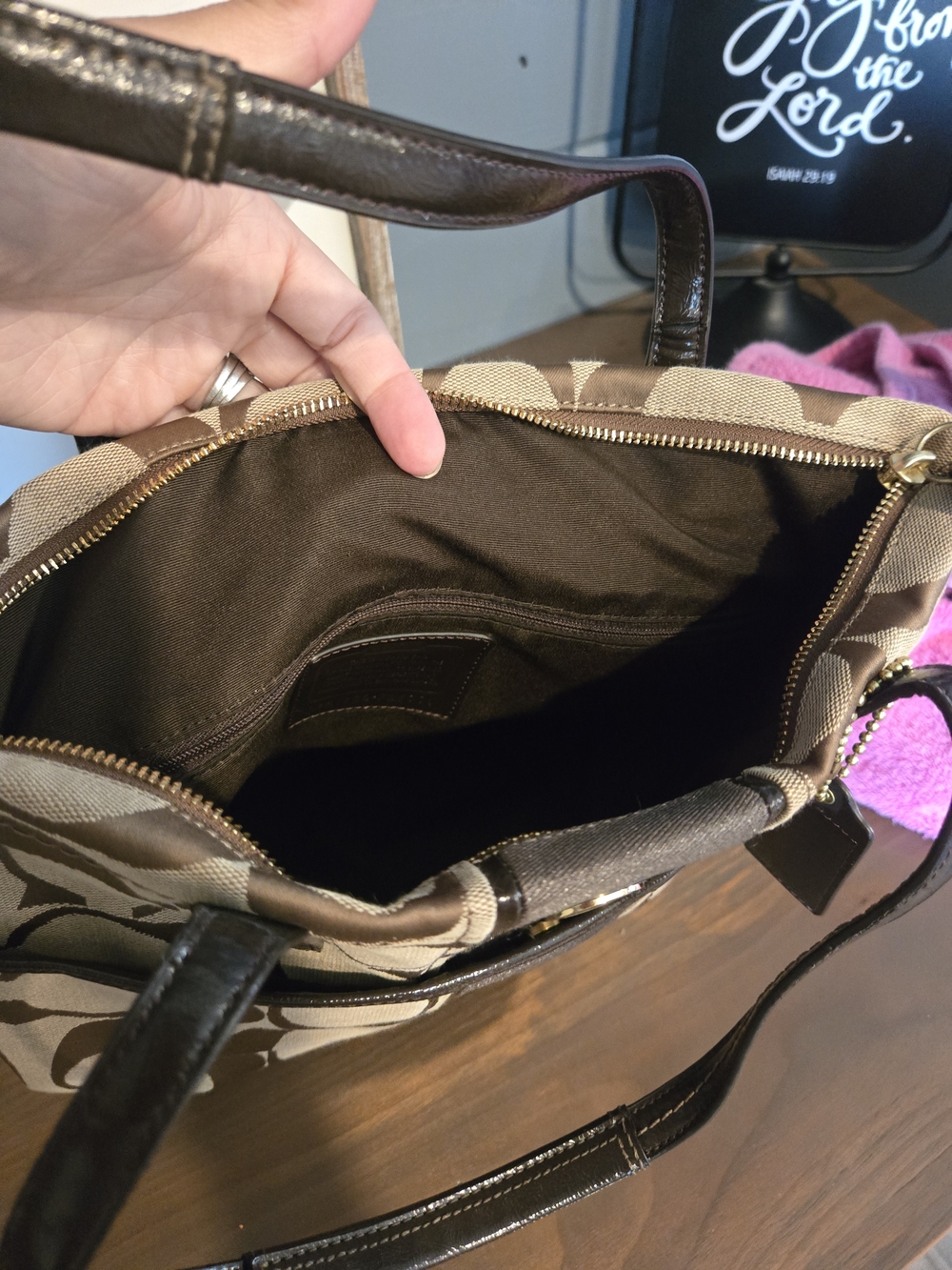 Coach Signature Canvas Tote Bag in Brown - Picture 3 of 12